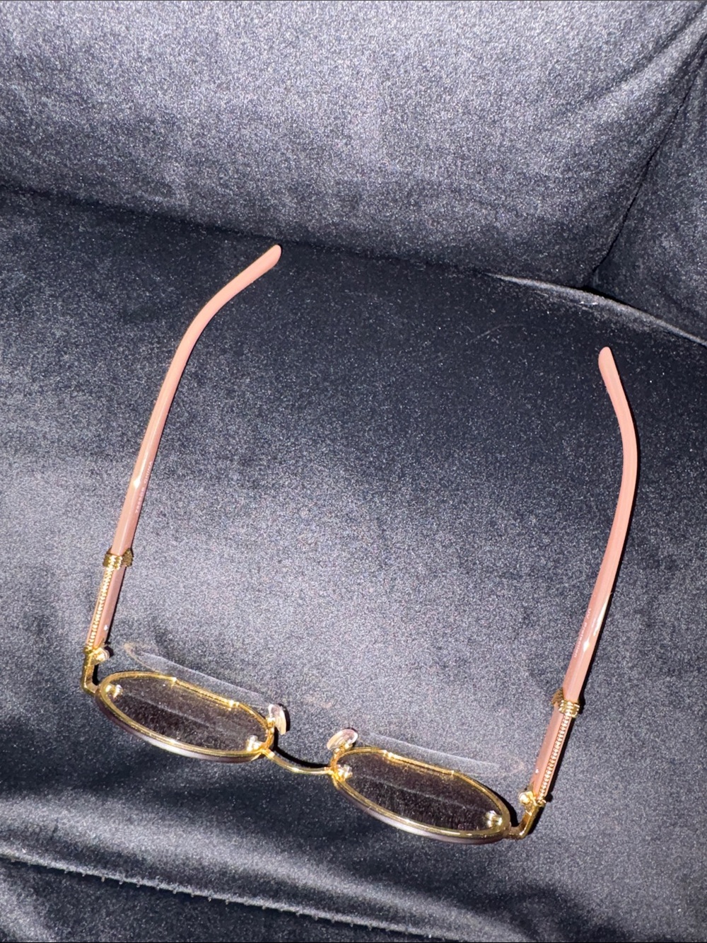 Brown Gradient Round Sunglasses with Gold Accents GLAMORE Retro Cut Out Frame - Picture 4 of 5